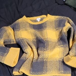 Yellow and Black Plaid Sweater